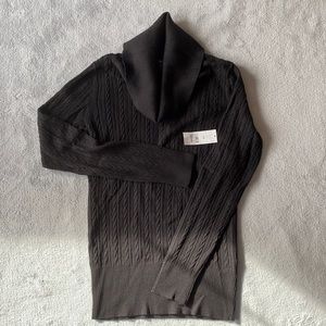 Women’s Eddie Bauer Black Cowl Neck Cable Knit Sweater